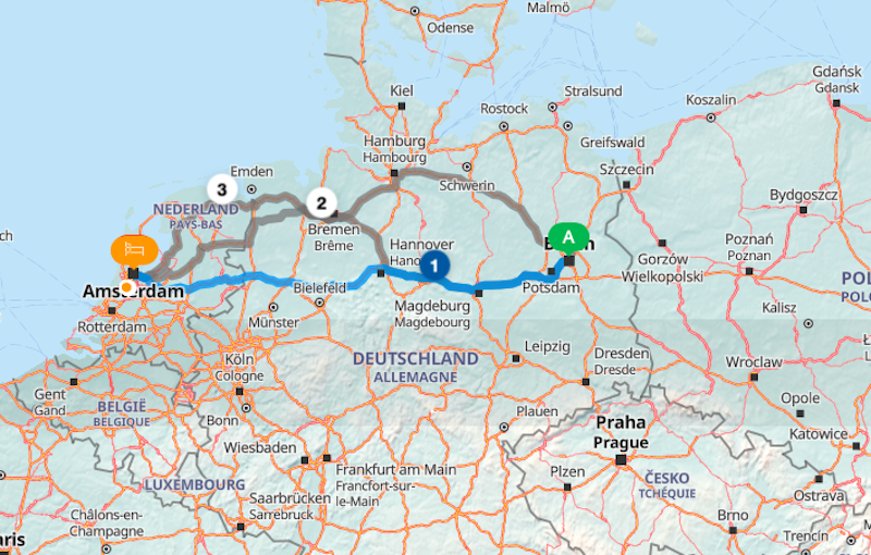 661 km entre Berlim e Amsterdã